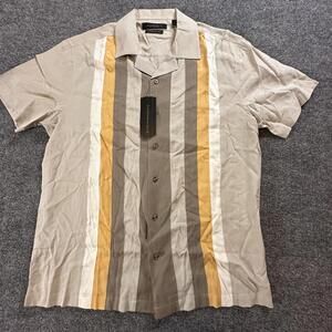 AXiST Men's Washable Silk Shirt - Elegant Striped Design - Size Medium